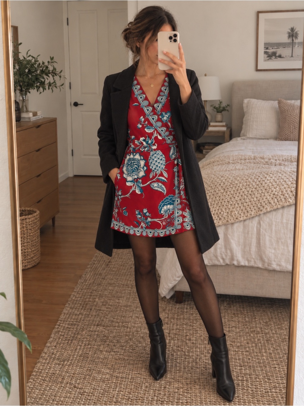 NWT FARM Rio Red Tropical Landing Wrap Mini Dress XS - Picture 3 of 8
